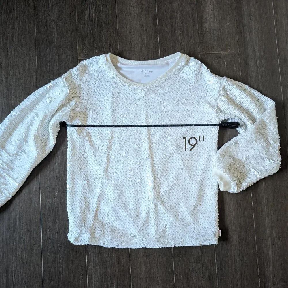 Art Class for Target, Girls White Sequined Sweatshirt, Sz XL (14/16)